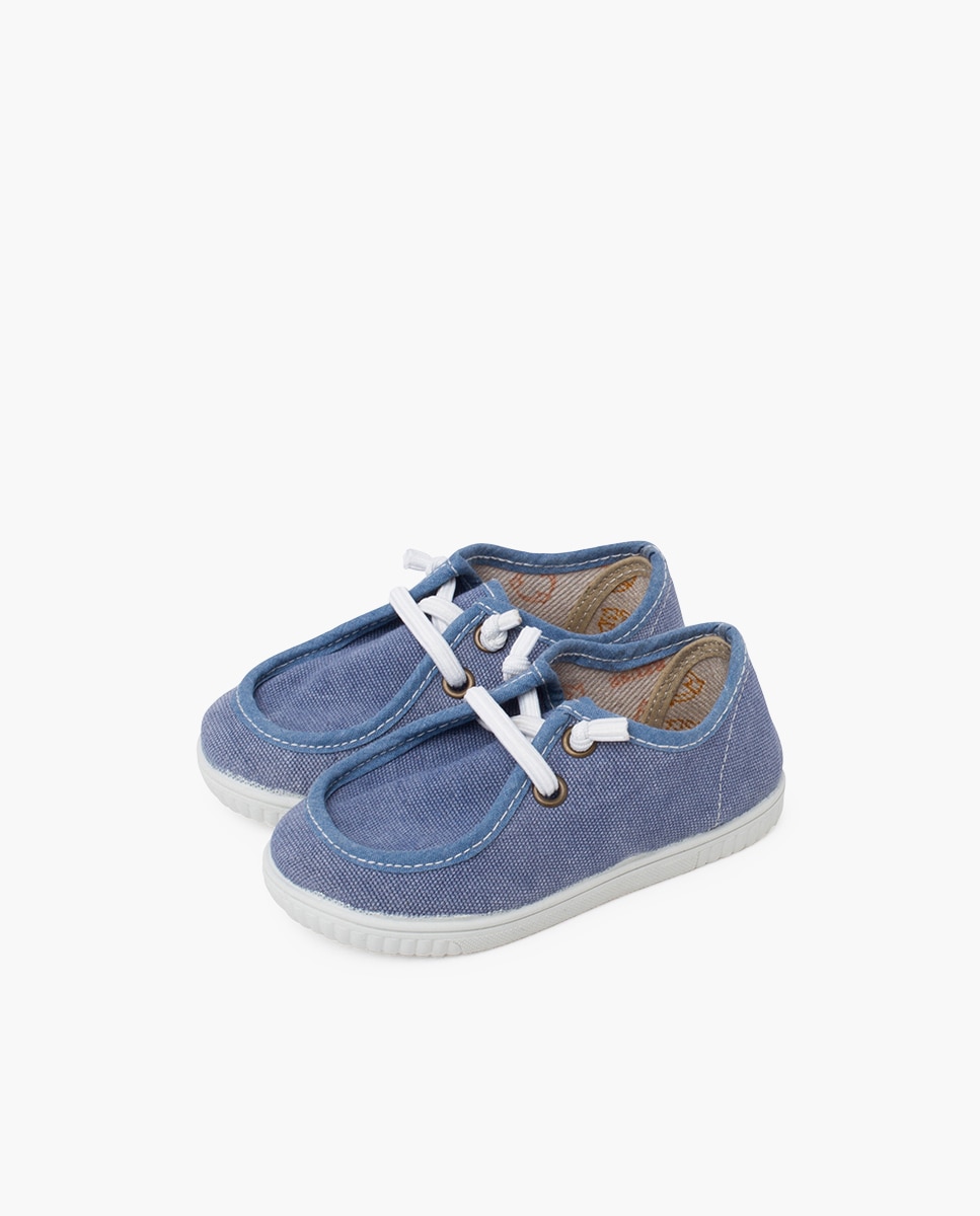 Náuticos de niños wallaby con suela fina y cordones elásticos - Pisamonas - Azul claro Azul claro-3