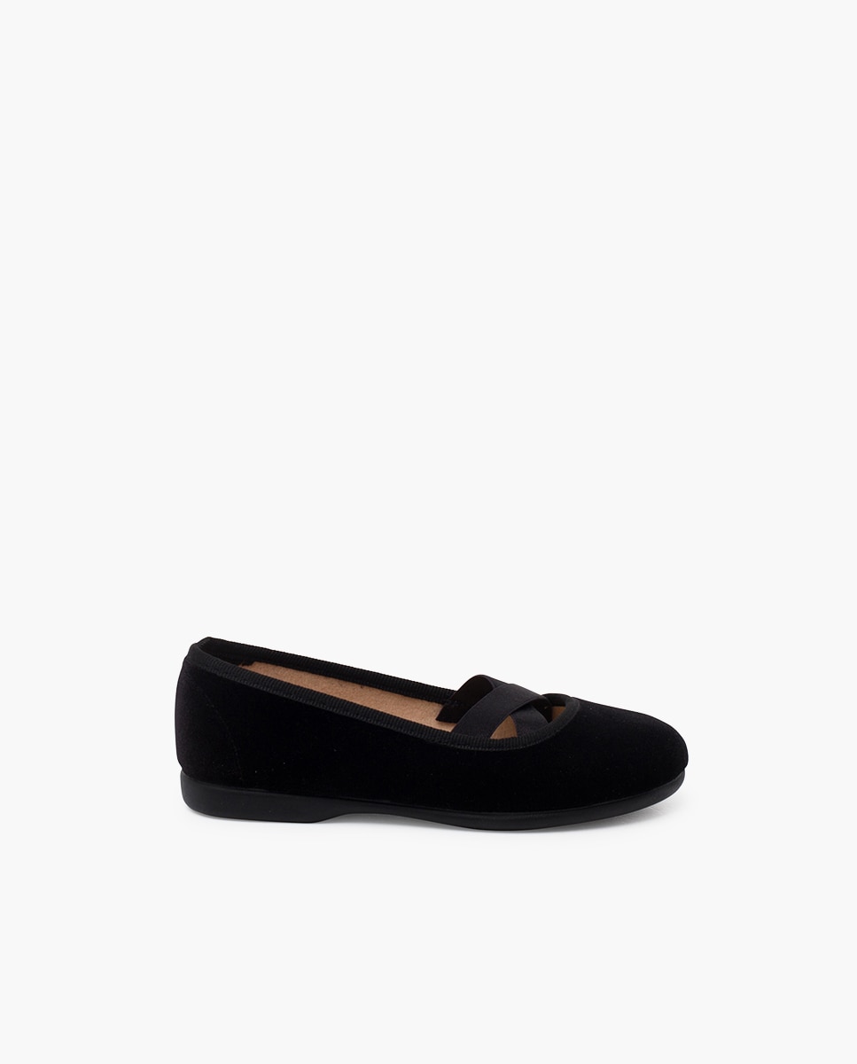 Bailarinas de niña de terciopelo de tipo ballet - Pisamonas - Negro Negro-1