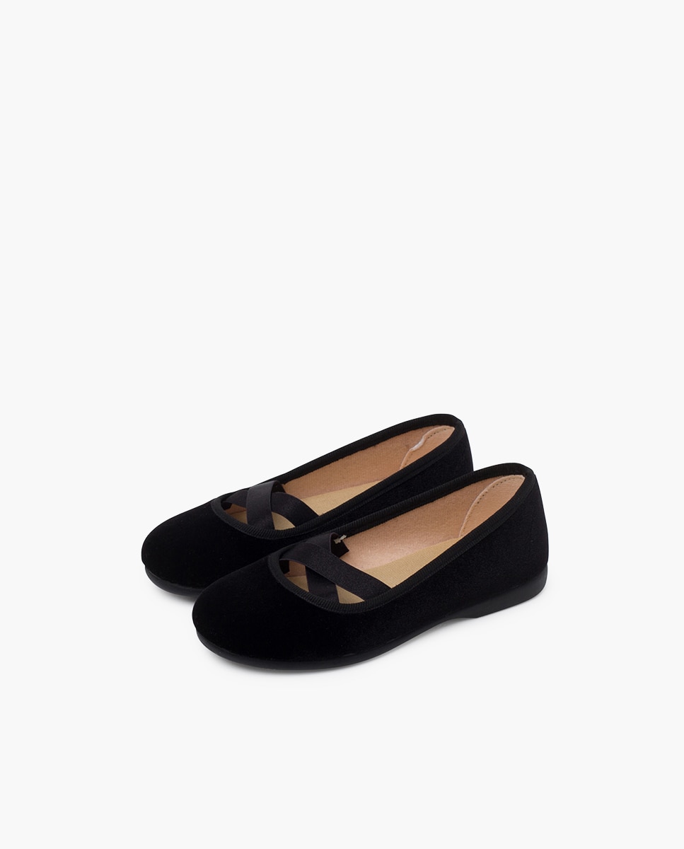 Bailarinas de niña de terciopelo de tipo ballet - Pisamonas - Negro Negro-3