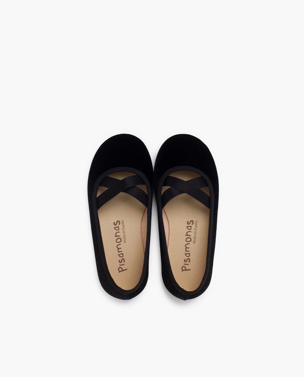 Bailarinas de niña de terciopelo de tipo ballet - Pisamonas - Negro Negro-4