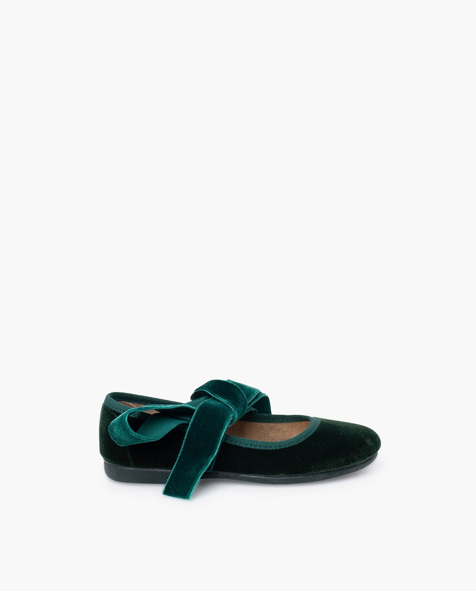 Imagen 1 de Merceditas de niña con lazada de terciopelo - Pisamonas - Verde oscuro Verde oscuro