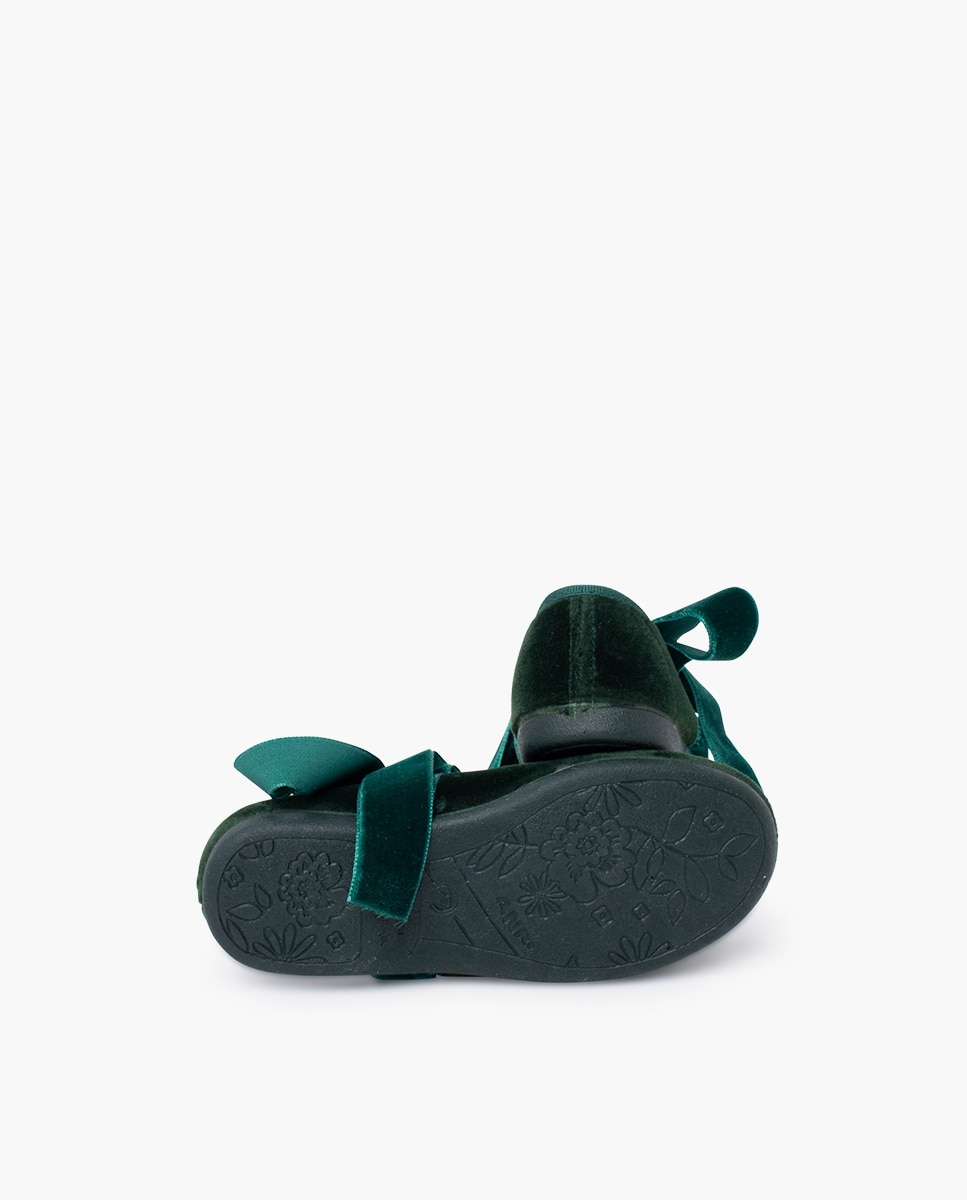 Imagen 2 de Merceditas de niña con lazada de terciopelo - Pisamonas - Verde oscuro Verde oscuro