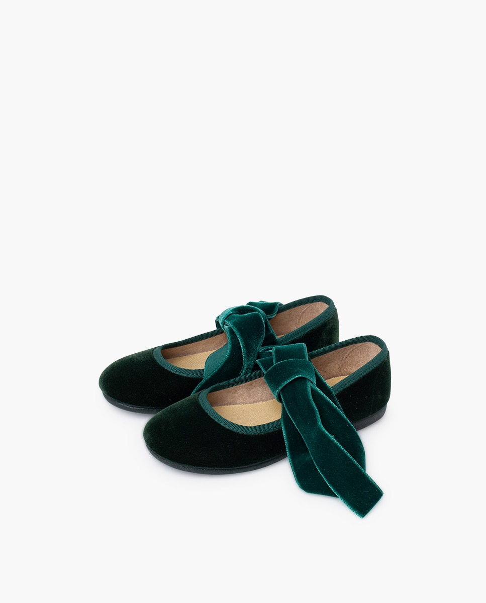 Imagen 3 de Merceditas de niña con lazada de terciopelo - Pisamonas - Verde oscuro Verde oscuro
