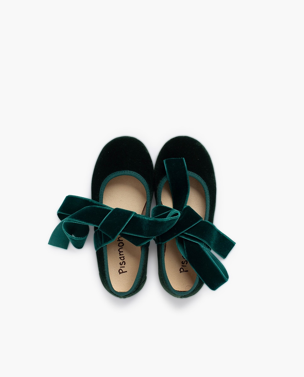 Imagen 4 de Merceditas de niña con lazada de terciopelo - Pisamonas - Verde oscuro Verde oscuro
