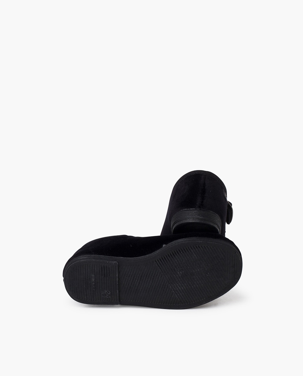 Merceditas de niña terciopelo hebilla oro viejo - Pisamonas - Negro Negro-2