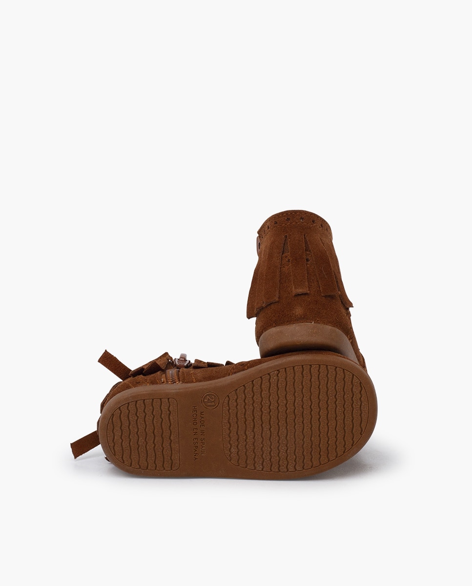 Imagen 2 de Botas de niña flecos picado cremallera - Pisamonas - Camel Camel