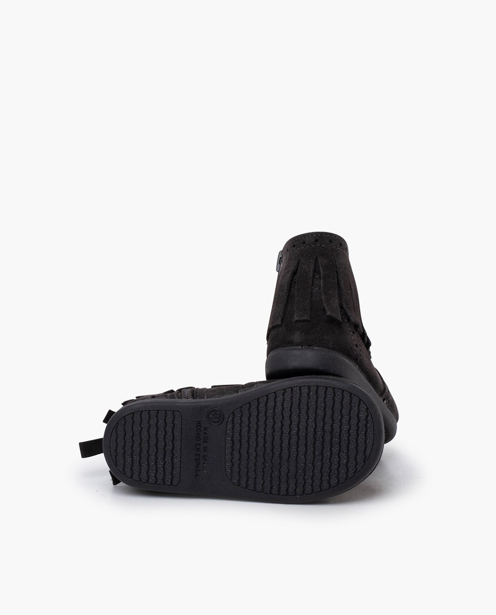 Imagen 2 de Botas de niña flecos picado cremallera - Pisamonas - Negro Negro