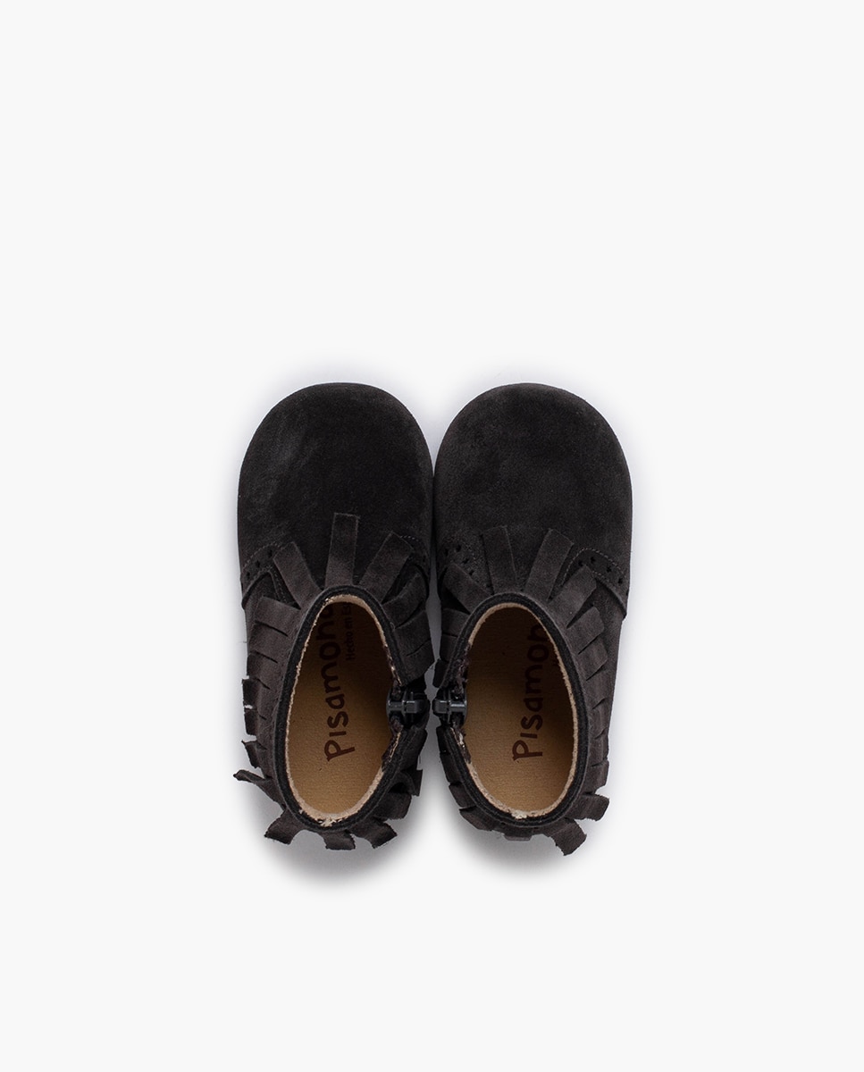 Imagen 4 de Botas de niña flecos picado cremallera - Pisamonas - Negro Negro