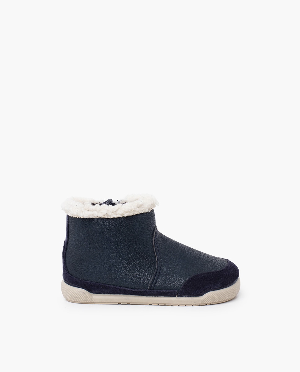 Botas de bebé niña barefoot neopiel cuello borreguito - Pisamonas - Azul marino Azul marino-1