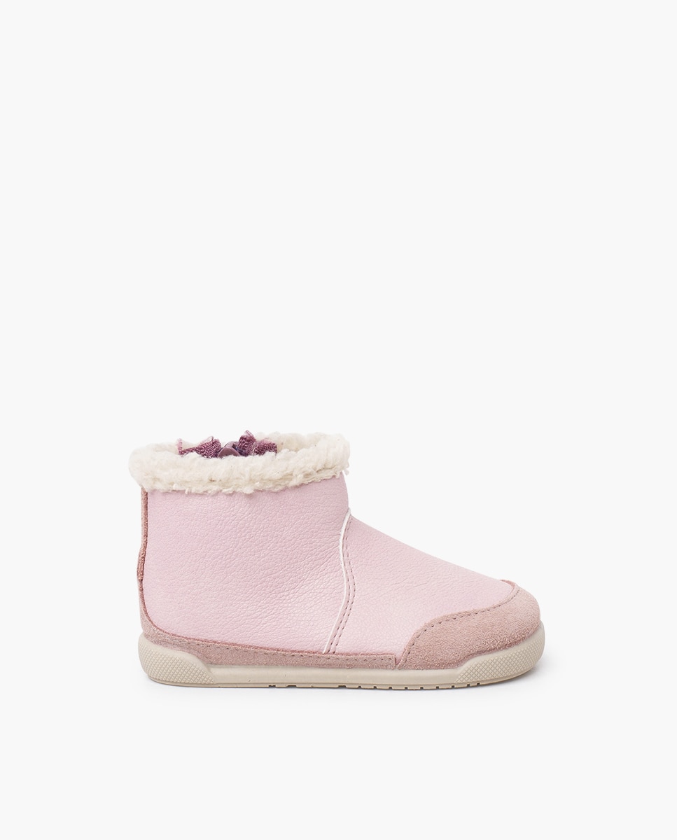 Botas de bebé niña barefoot neopiel cuello borreguito - Pisamonas - Rosa pastel Rosa pastel-1