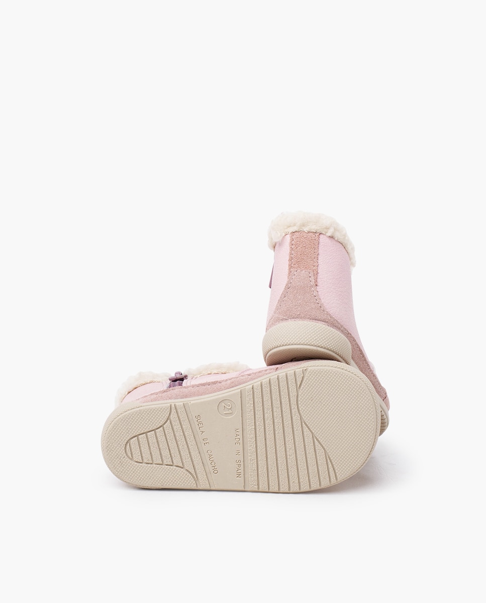 Botas de bebé niña barefoot neopiel cuello borreguito - Pisamonas - Rosa pastel Rosa pastel-2