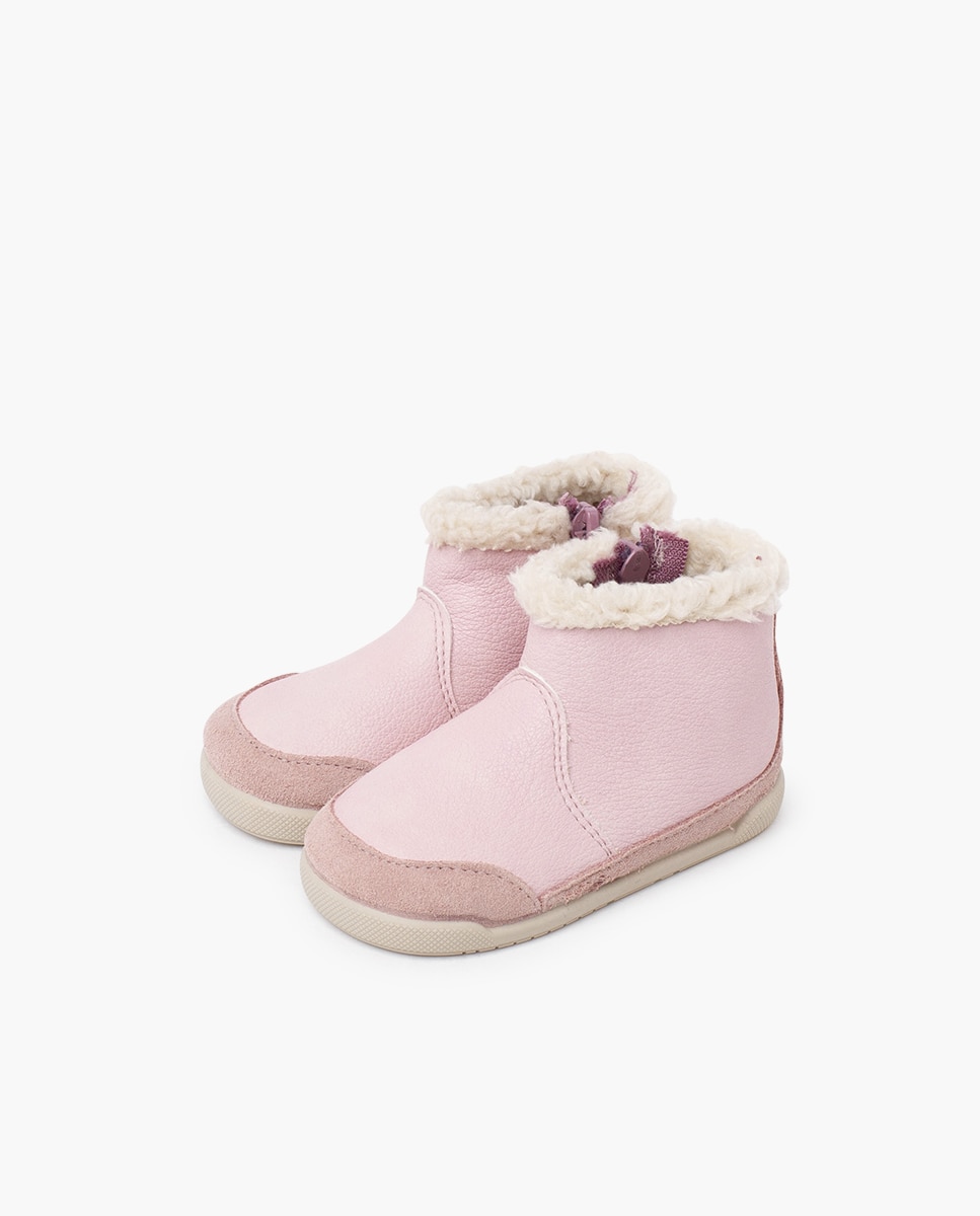 Botas de bebé niña barefoot neopiel cuello borreguito - Pisamonas - Rosa pastel Rosa pastel-3