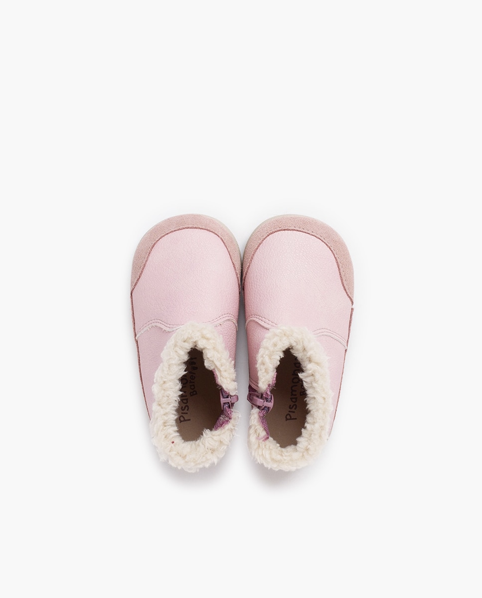Botas de bebé niña barefoot neopiel cuello borreguito - Pisamonas - Rosa pastel Rosa pastel-4