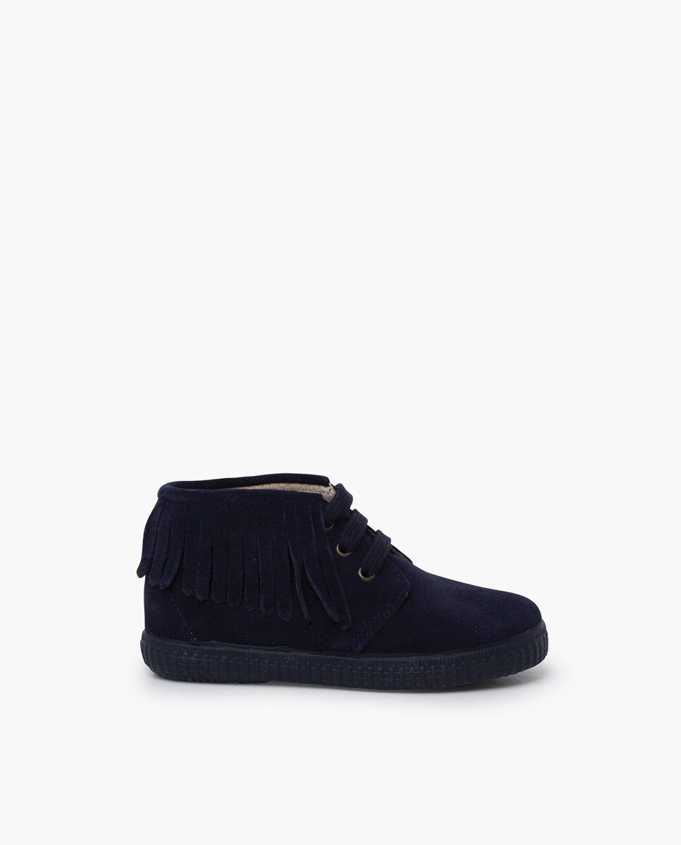 Botas niños serraje flecos con cordones - Pisamonas - Azul marino Azul marino-1