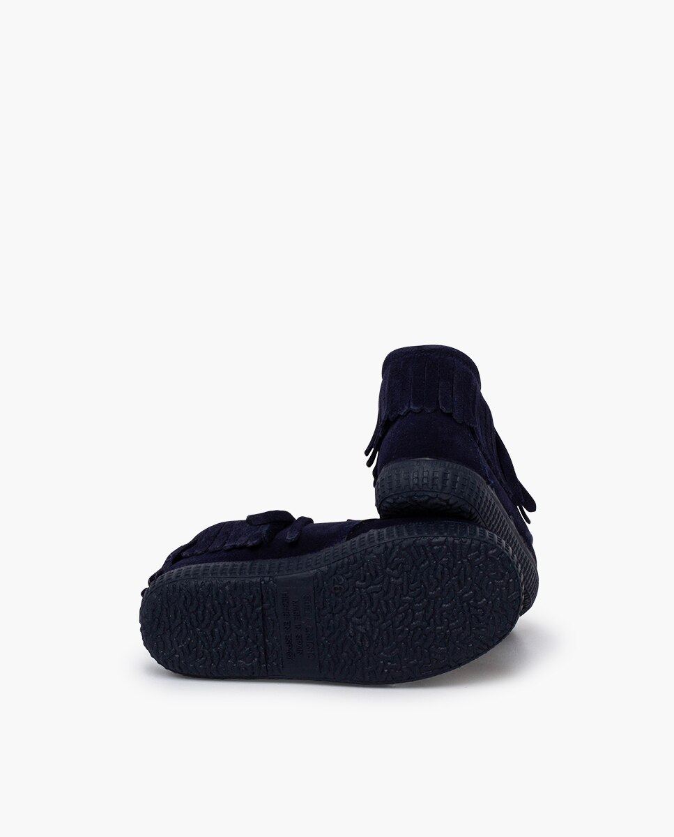 Botas niños serraje flecos con cordones - Pisamonas - Azul marino Azul marino-2