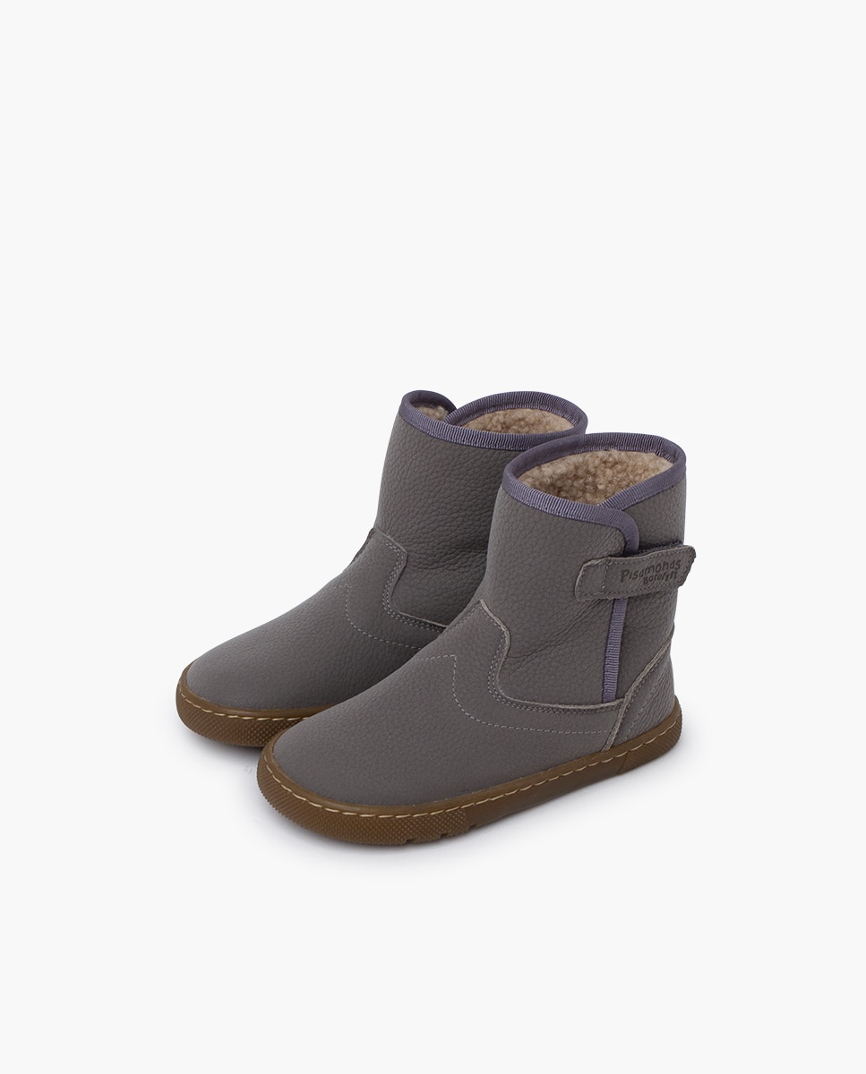 Imagen 3 de Botas de niña piel barefoot borreguito - Pisamonas - Gris Gris