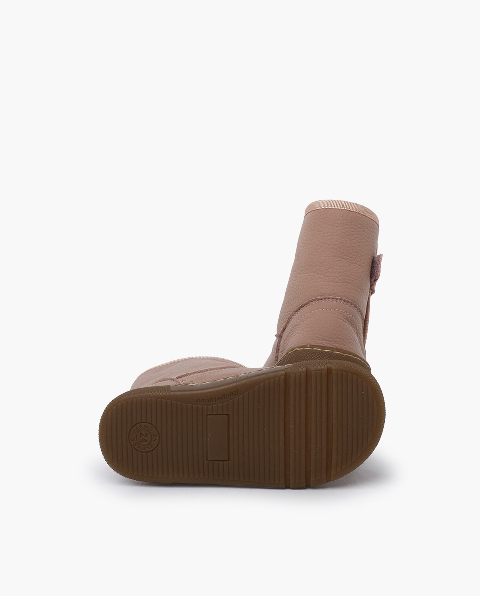 Imagen 2 de Botas de niña piel barefoot borreguito - Pisamonas - Rosa claro Rosa claro
