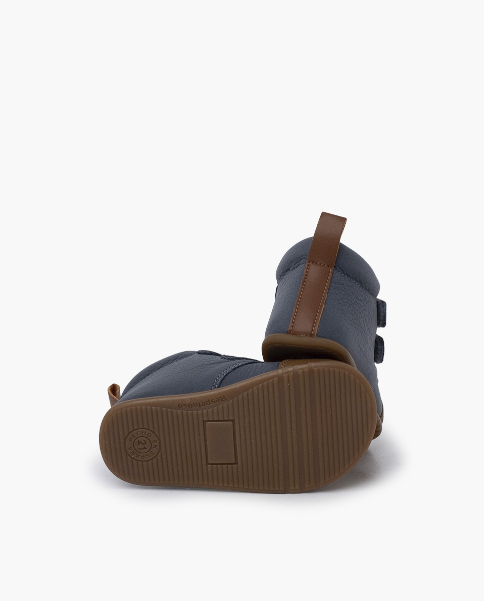 Botas de bebé niño barefoot piel puntera reforzada - Pisamonas - Azul / Gris Azul / Gris-2