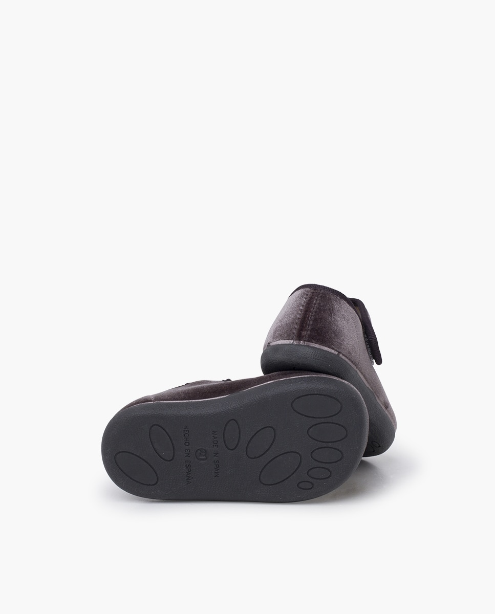 Imagen 2 de Merceditas de niña barefoot terciopelo tira adherente - Pisamonas - Gris oscuro Gris oscuro