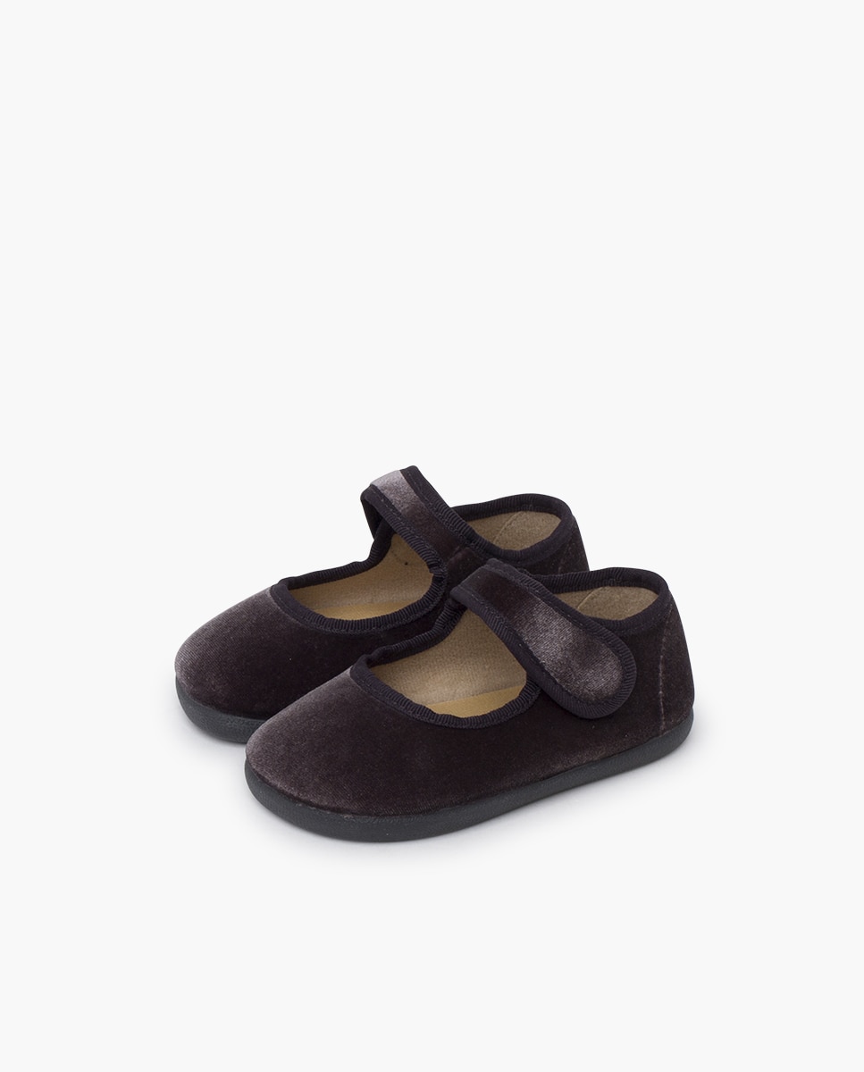 Imagen 3 de Merceditas de niña barefoot terciopelo tira adherente - Pisamonas - Gris oscuro Gris oscuro