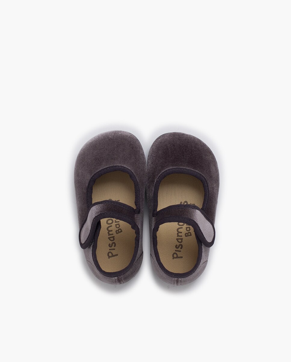 Imagen 4 de Merceditas de niña barefoot terciopelo tira adherente - Pisamonas - Gris oscuro Gris oscuro