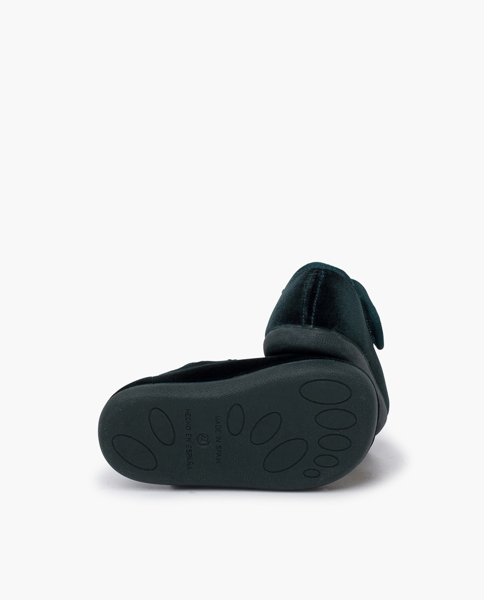 Merceditas de niña barefoot terciopelo tira adherente - Pisamonas - Verde oscuro Verde oscuro-2