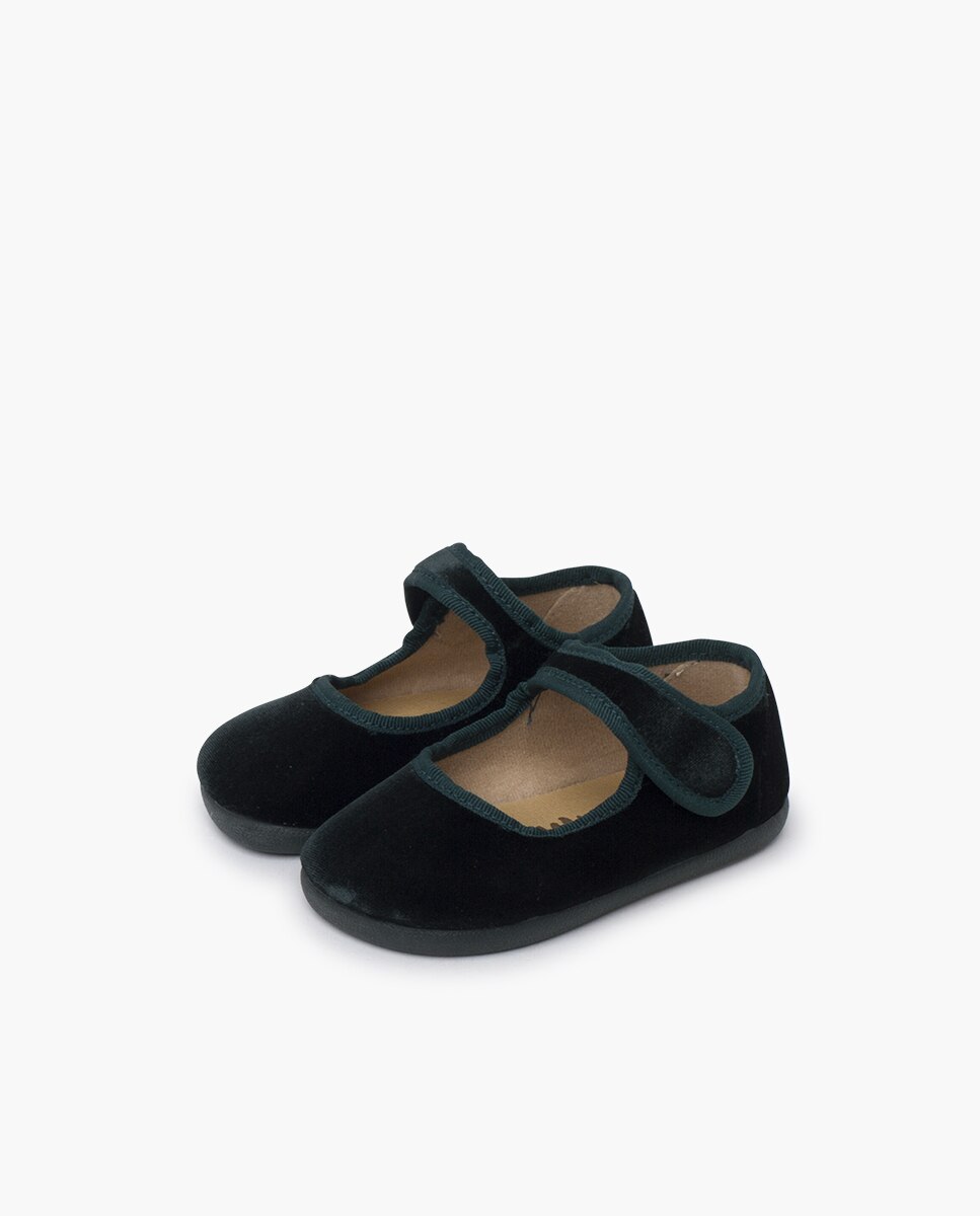 Merceditas de niña barefoot terciopelo tira adherente - Pisamonas - Verde oscuro Verde oscuro-3
