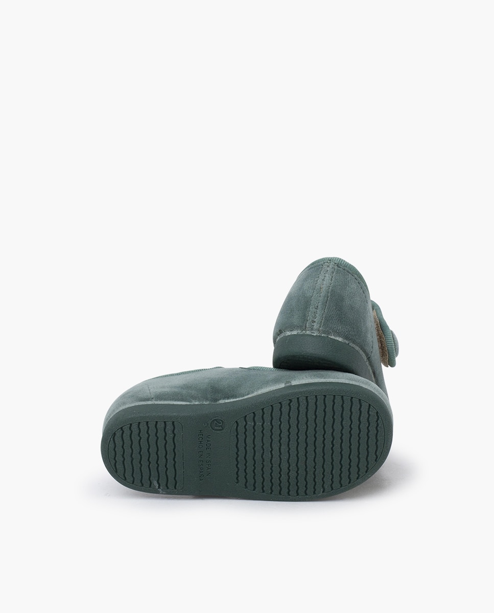Merceditas de bebé niña velvet tira adherente botón - Pisamonas - Verde Agua Verde Agua-2
