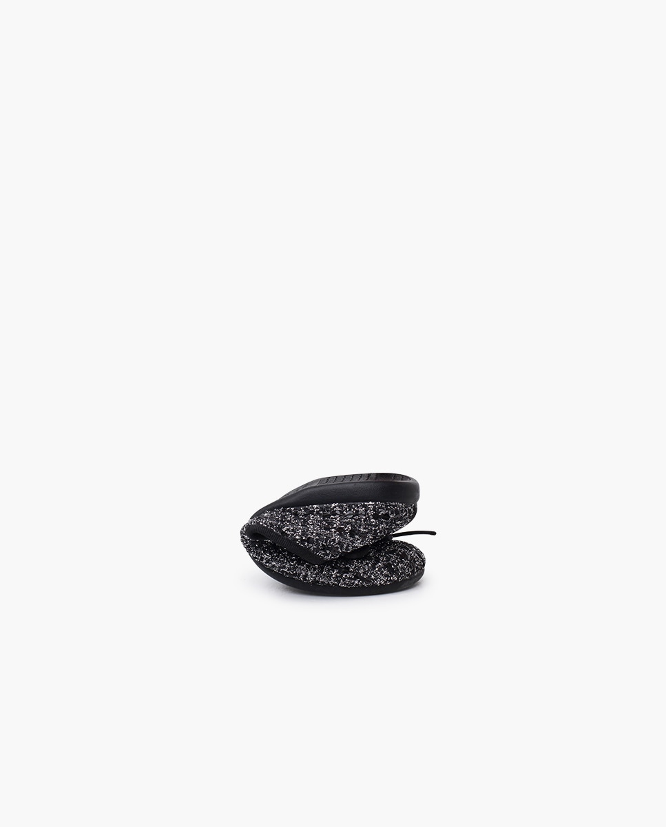 Bailarinas de niña elástico tweed brillo - Pisamonas - Negro / Gris Negro / Gris-5