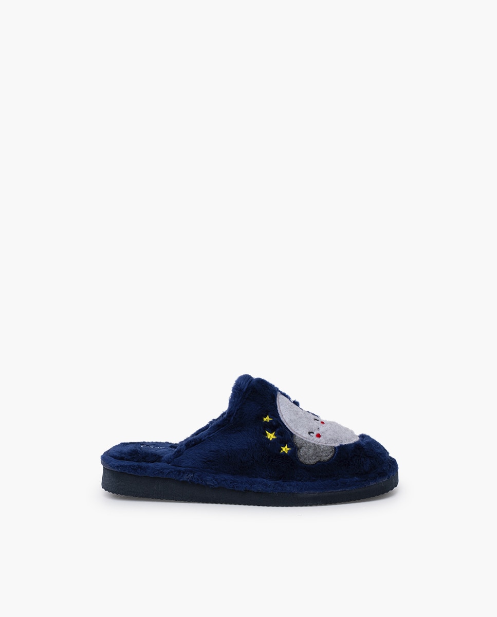 Imagen 1 de Zapatillas de casa cerradas de niña casa pelito luna tallas - Pisamonas - Azul marino Azul marino