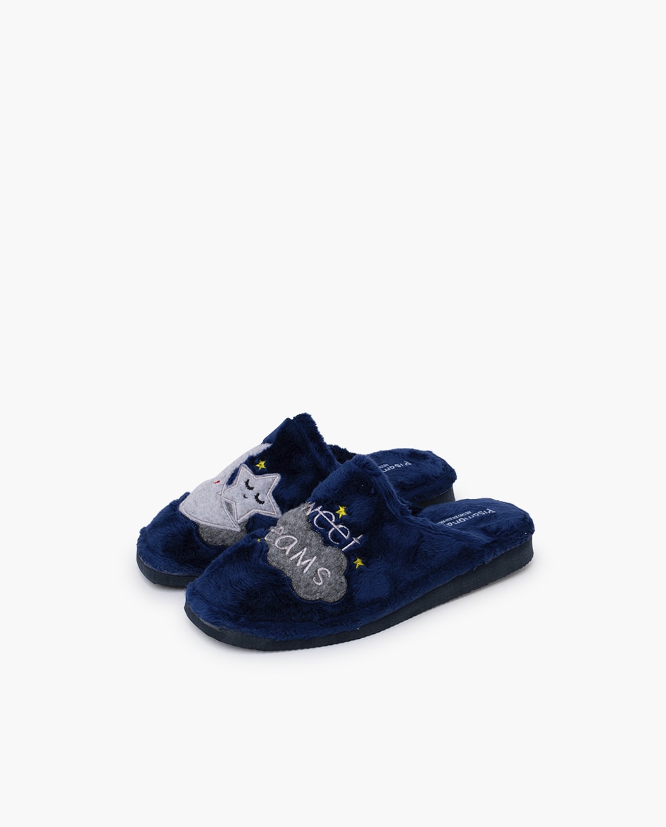 Imagen 3 de Zapatillas de casa cerradas de niña casa pelito luna tallas - Pisamonas - Azul marino Azul marino