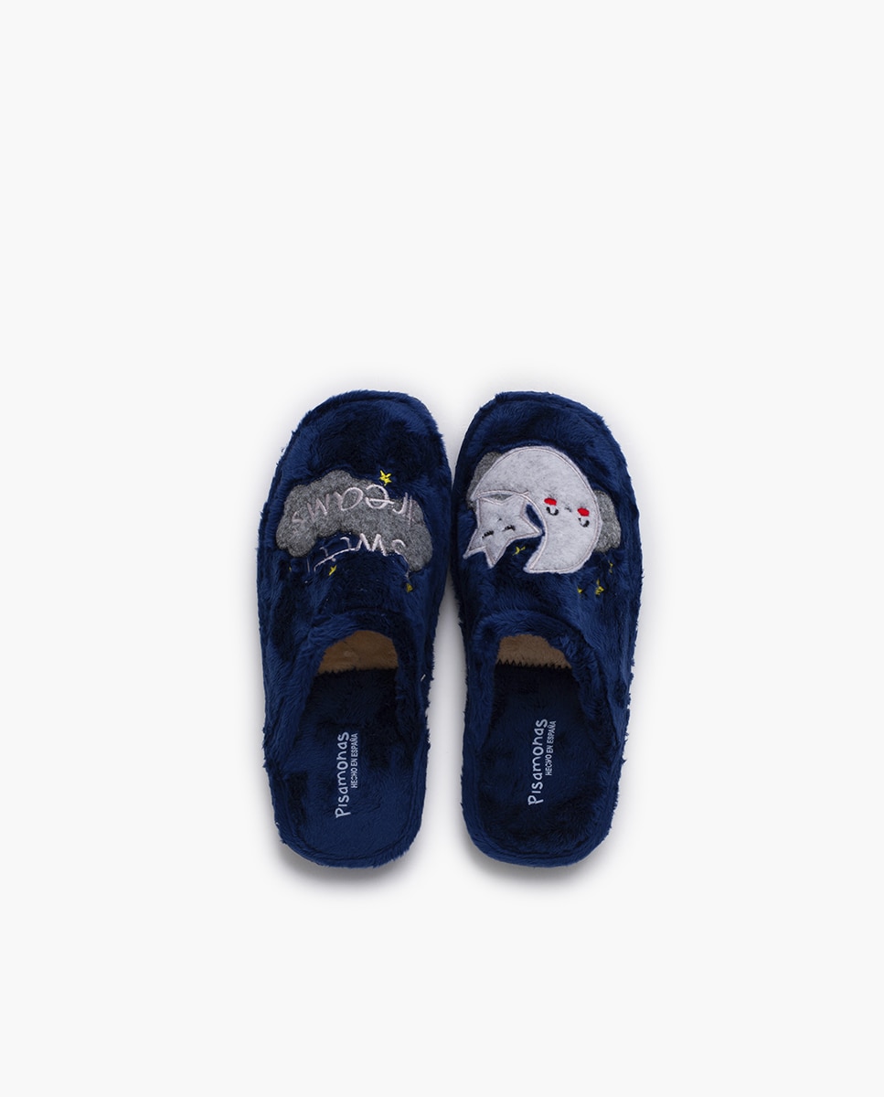 Imagen 4 de Zapatillas de casa cerradas de niña casa pelito luna tallas - Pisamonas - Azul marino Azul marino