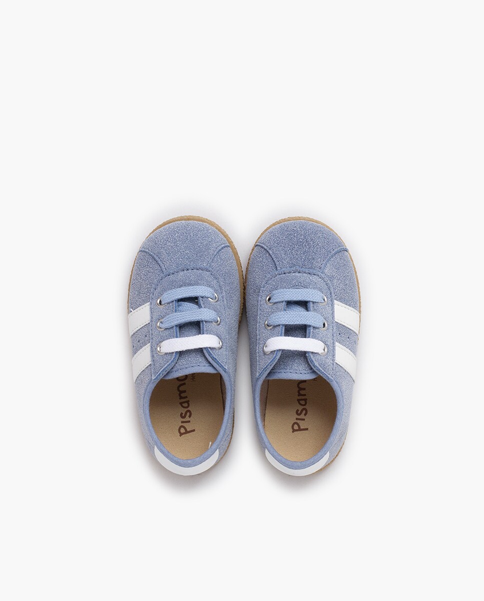 Zapatillas Infantiles Pisamonas Con Rayas Laterales - Blancas, Doble Cordón (blanco Y A Juego), Suela Flexible, Para Niños Y Niñas