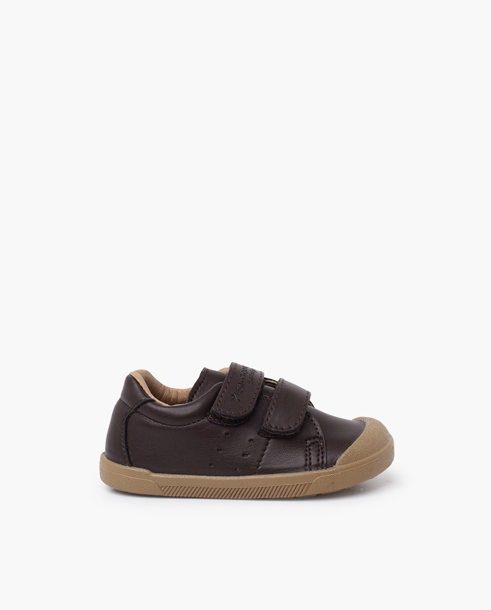 Zapatillas de lona de niña blanditas barefoot piel vegana - Pisamonas - Marrón Marrón-1