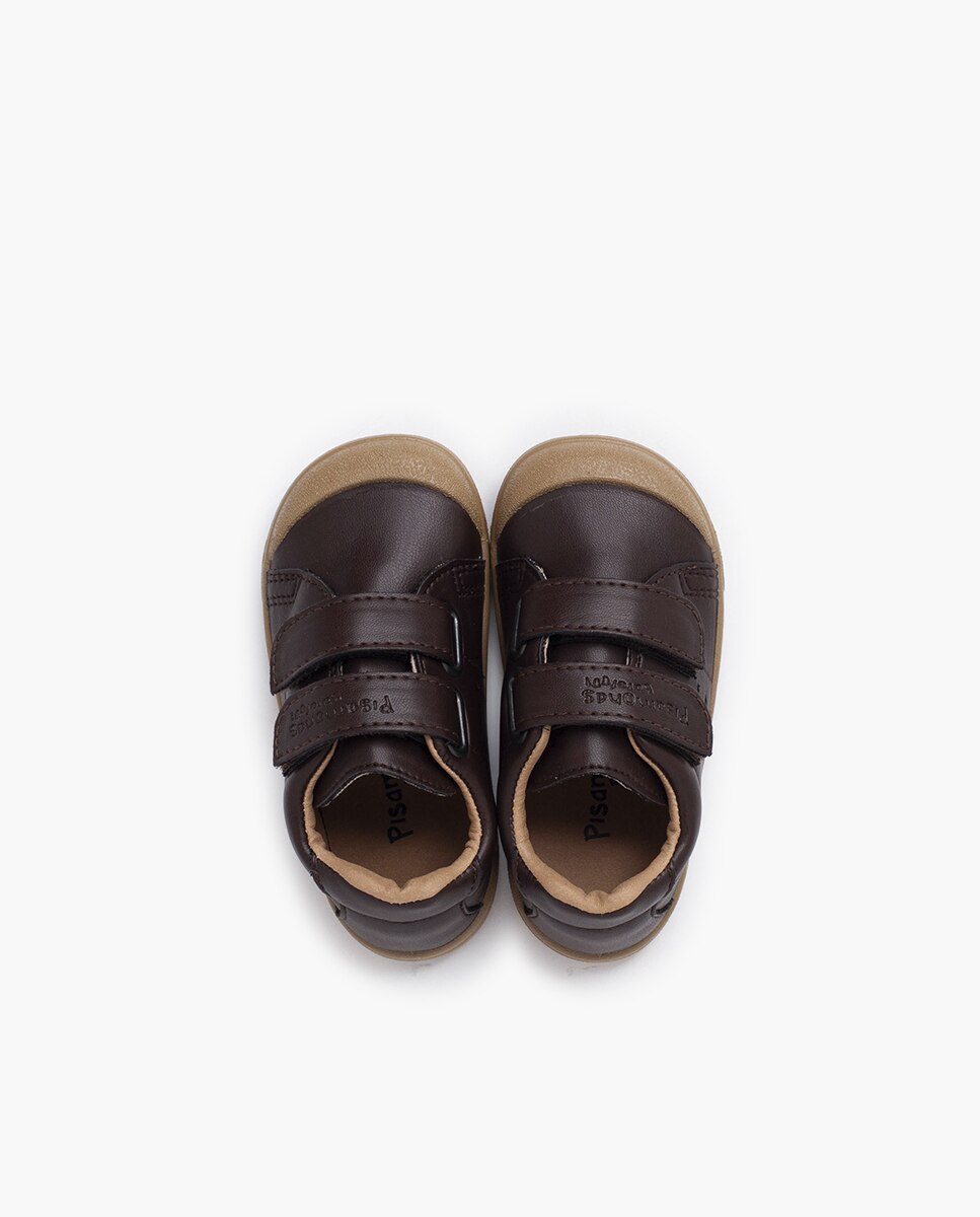 Zapatillas de lona de niña blanditas barefoot piel vegana - Pisamonas - Marrón Marrón-4