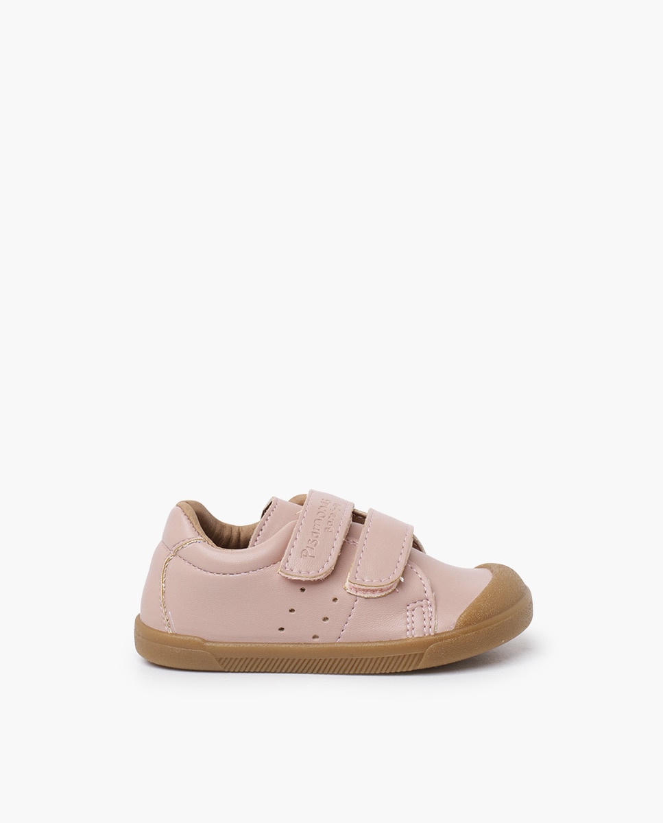 Zapatillas de lona de niña blanditas barefoot piel vegana - Pisamonas - Rosa Rosa-1