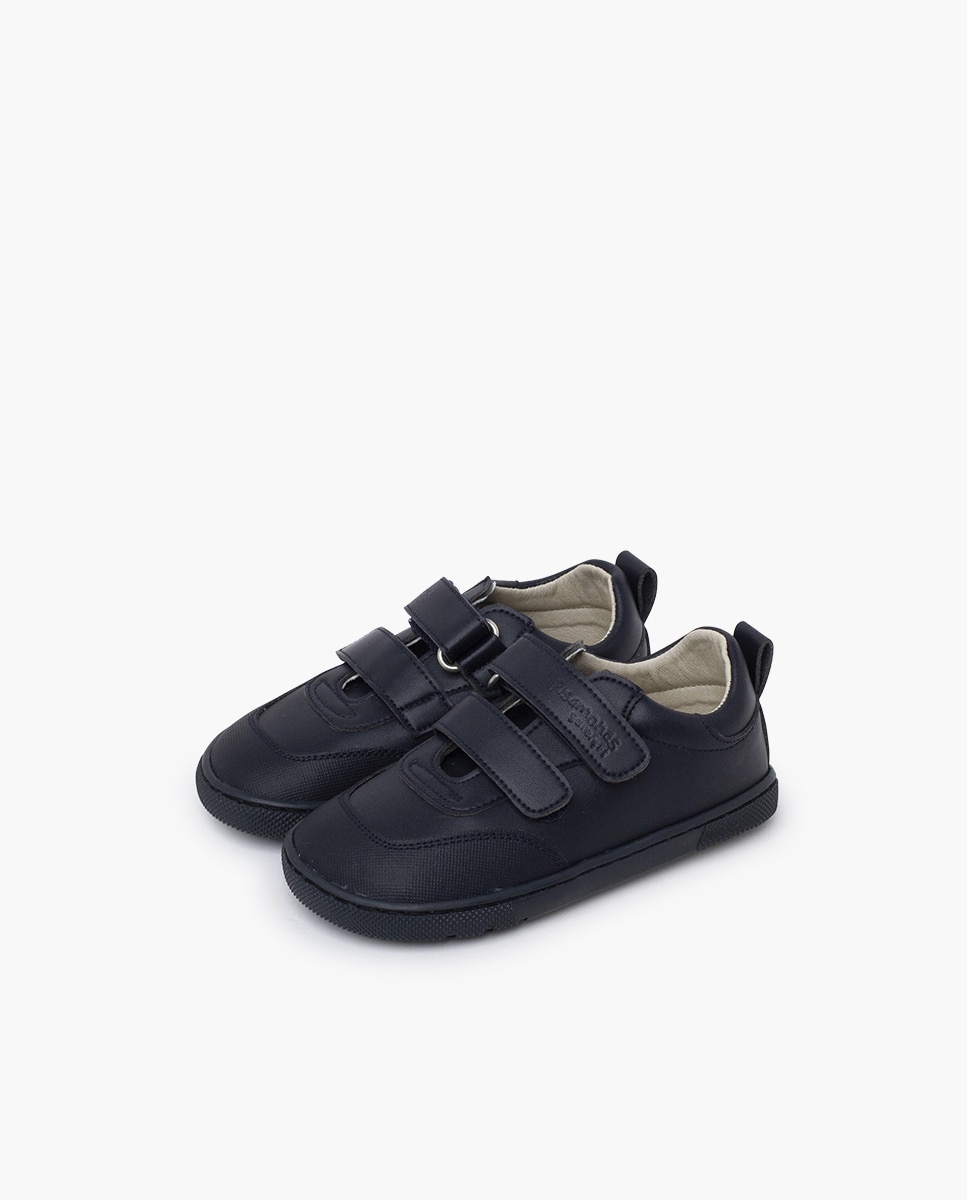 Zapatillas de lona de niño deportivas colegiales barefoot puntera - Pisamonas - Azul marino Azul marino-3