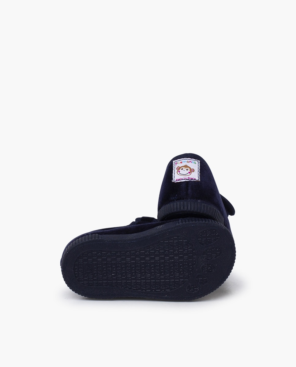 Merceditas de bebé niña terciopelo barefoot - Pisamonas - Azul marino Azul marino-2