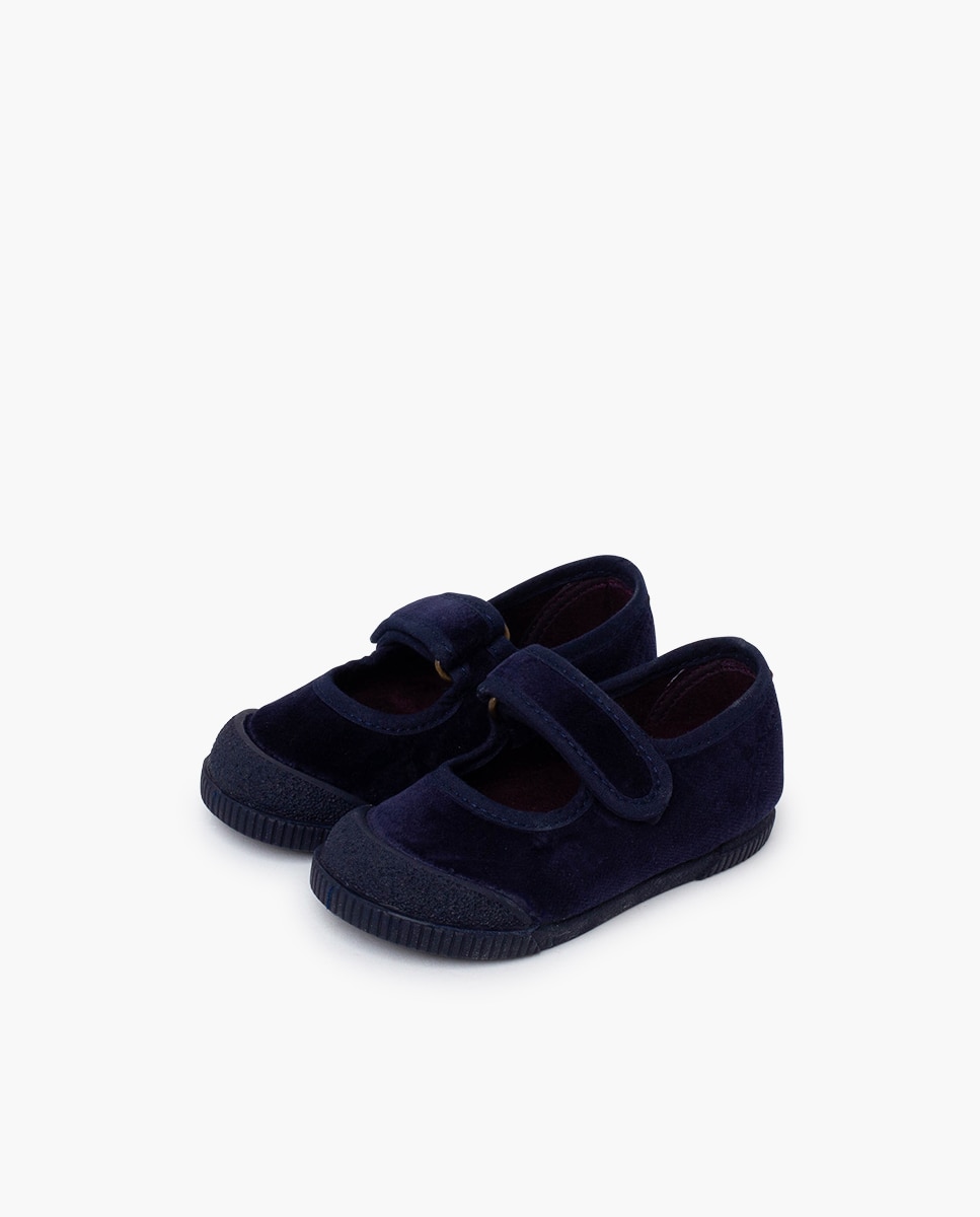 Merceditas de bebé niña terciopelo barefoot - Pisamonas - Azul marino Azul marino-3