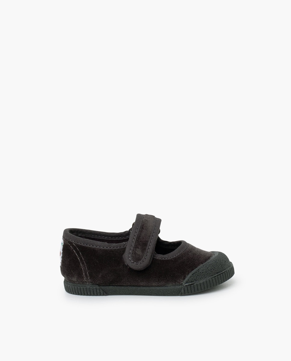 Merceditas de bebé niña terciopelo barefoot - Pisamonas - Negro Negro-1