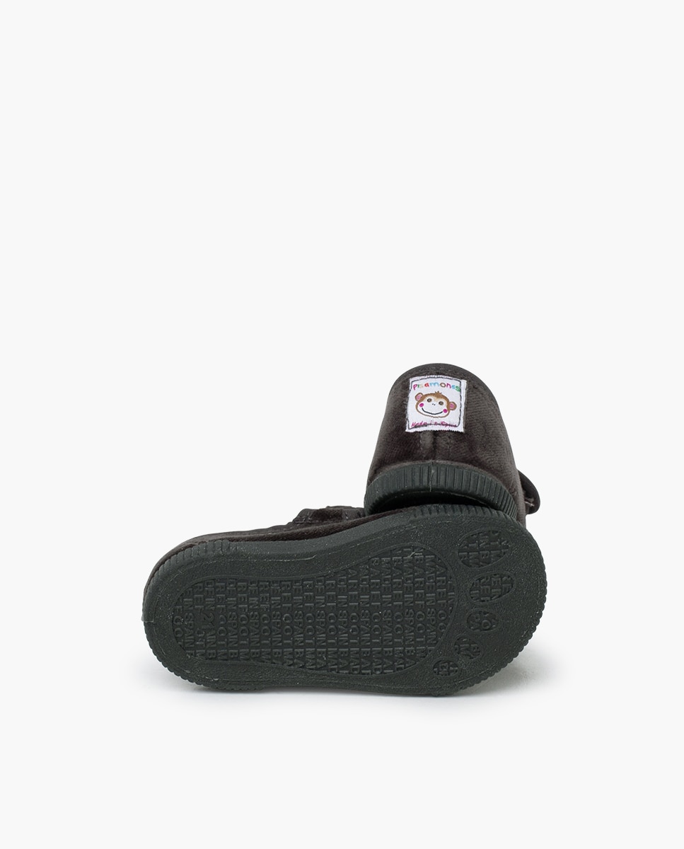 Merceditas de bebé niña terciopelo barefoot - Pisamonas - Negro Negro-2