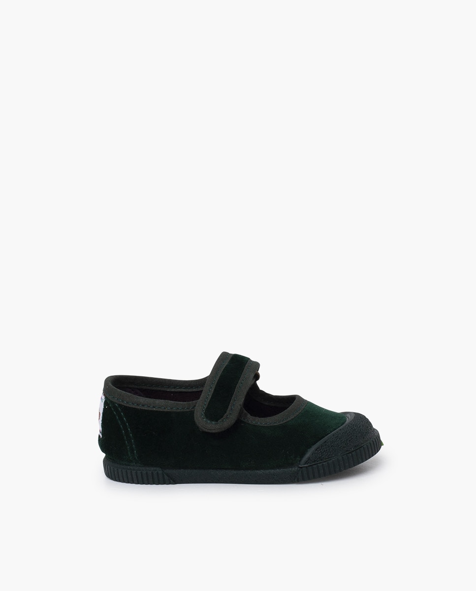Merceditas de bebé niña terciopelo barefoot - Pisamonas - Verde oscuro Verde oscuro-1