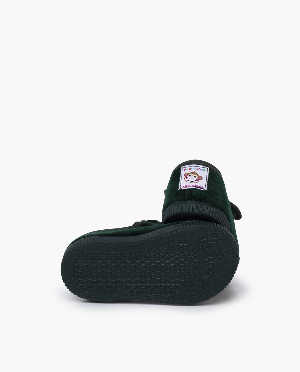 Merceditas de bebé niña terciopelo barefoot - Pisamonas - Verde oscuro Verde oscuro-2