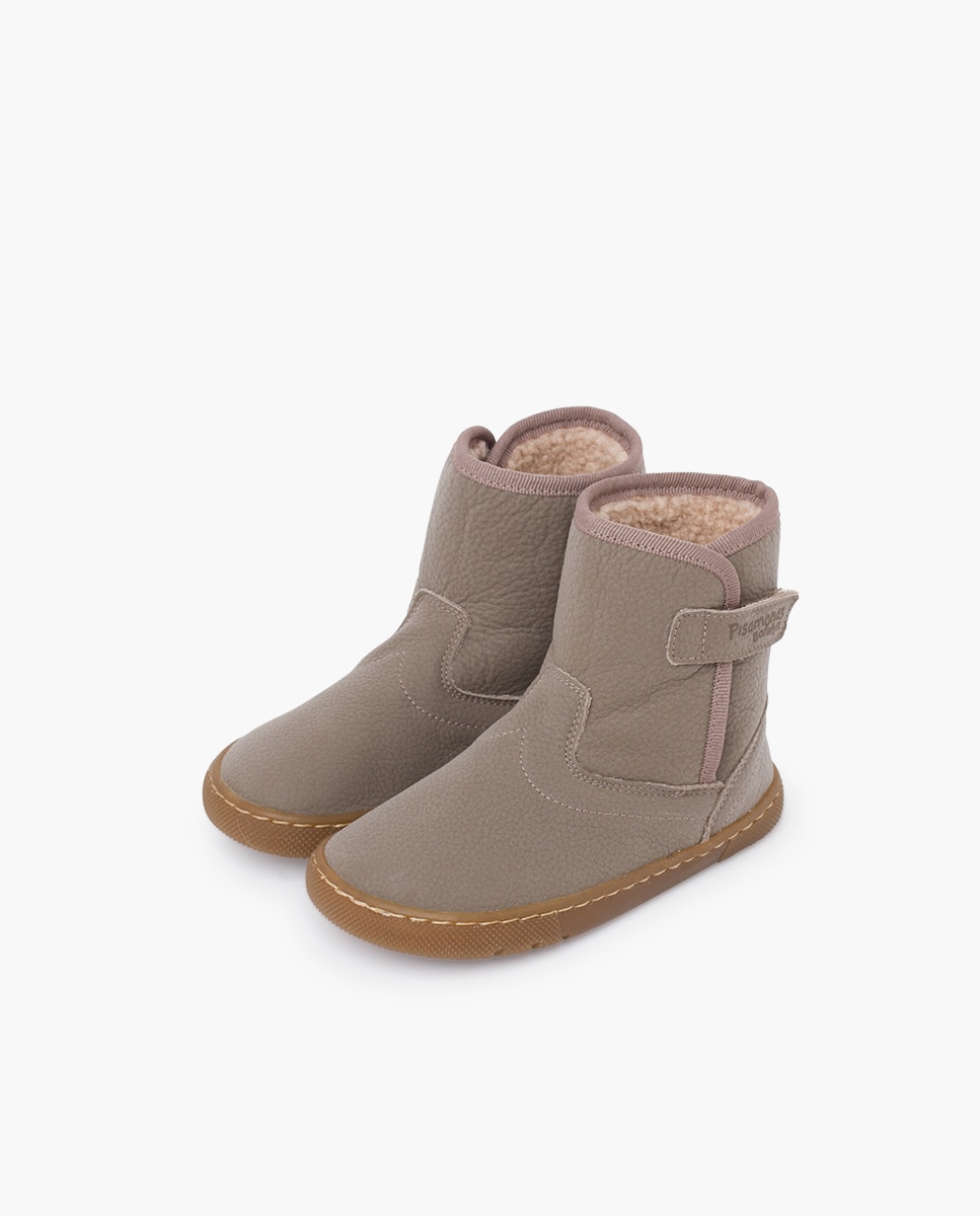 Imagen 3 de Botas de niña piel barefoot borreguito - Pisamonas - Topo Topo