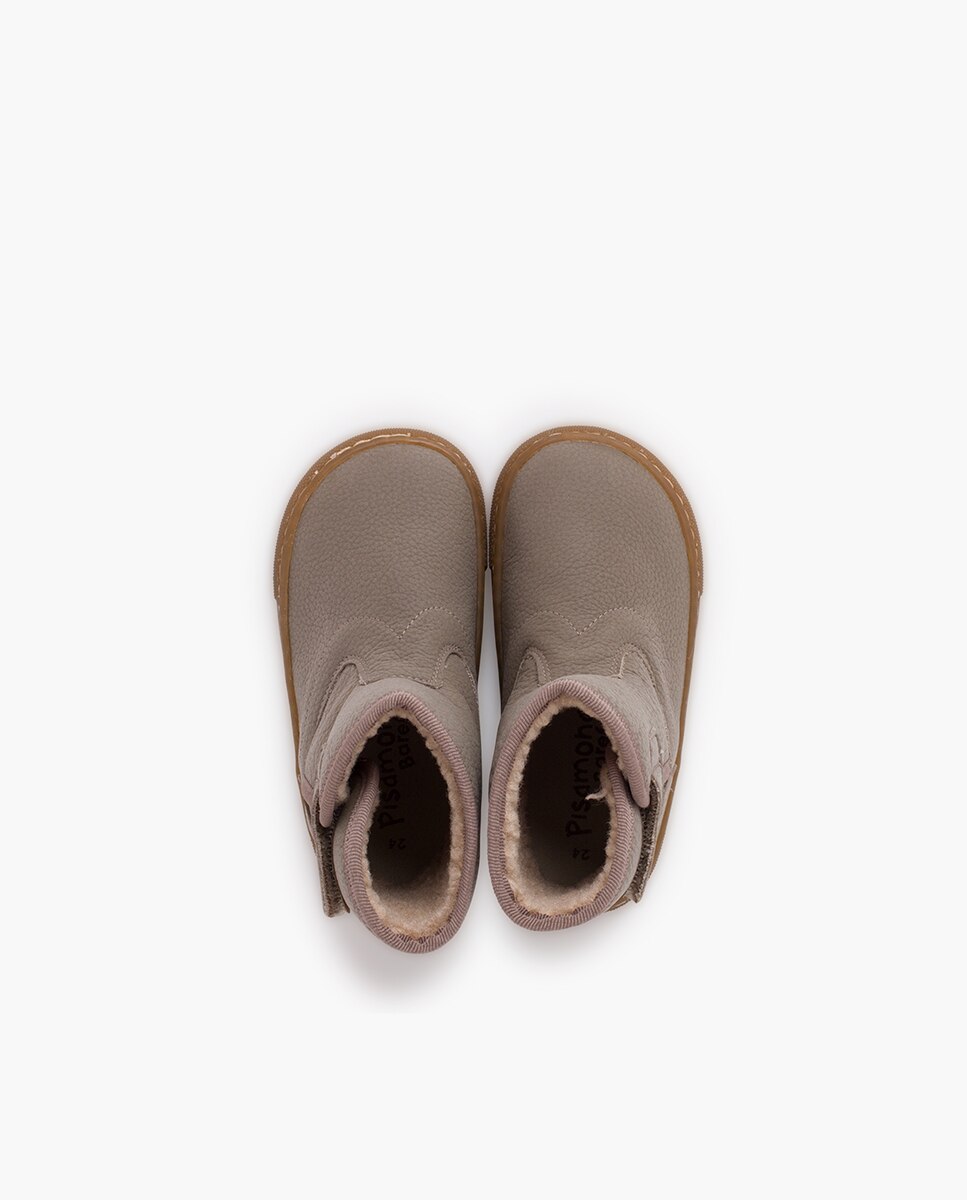 Imagen 4 de Botas de niña piel barefoot borreguito - Pisamonas - Topo Topo