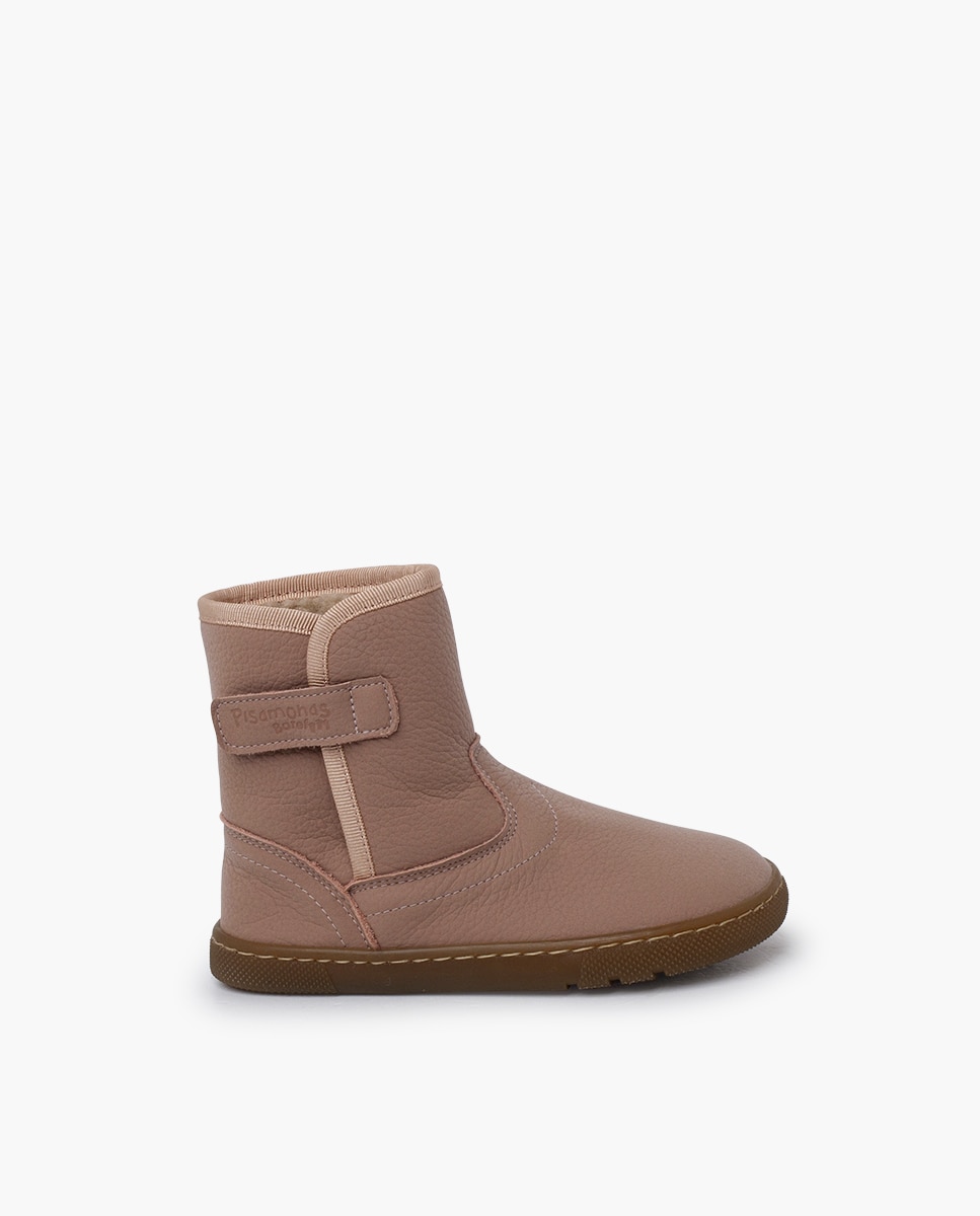 Imagen 1 de Botas de niña piel barefoot borreguito - Pisamonas - Rosa Rosa