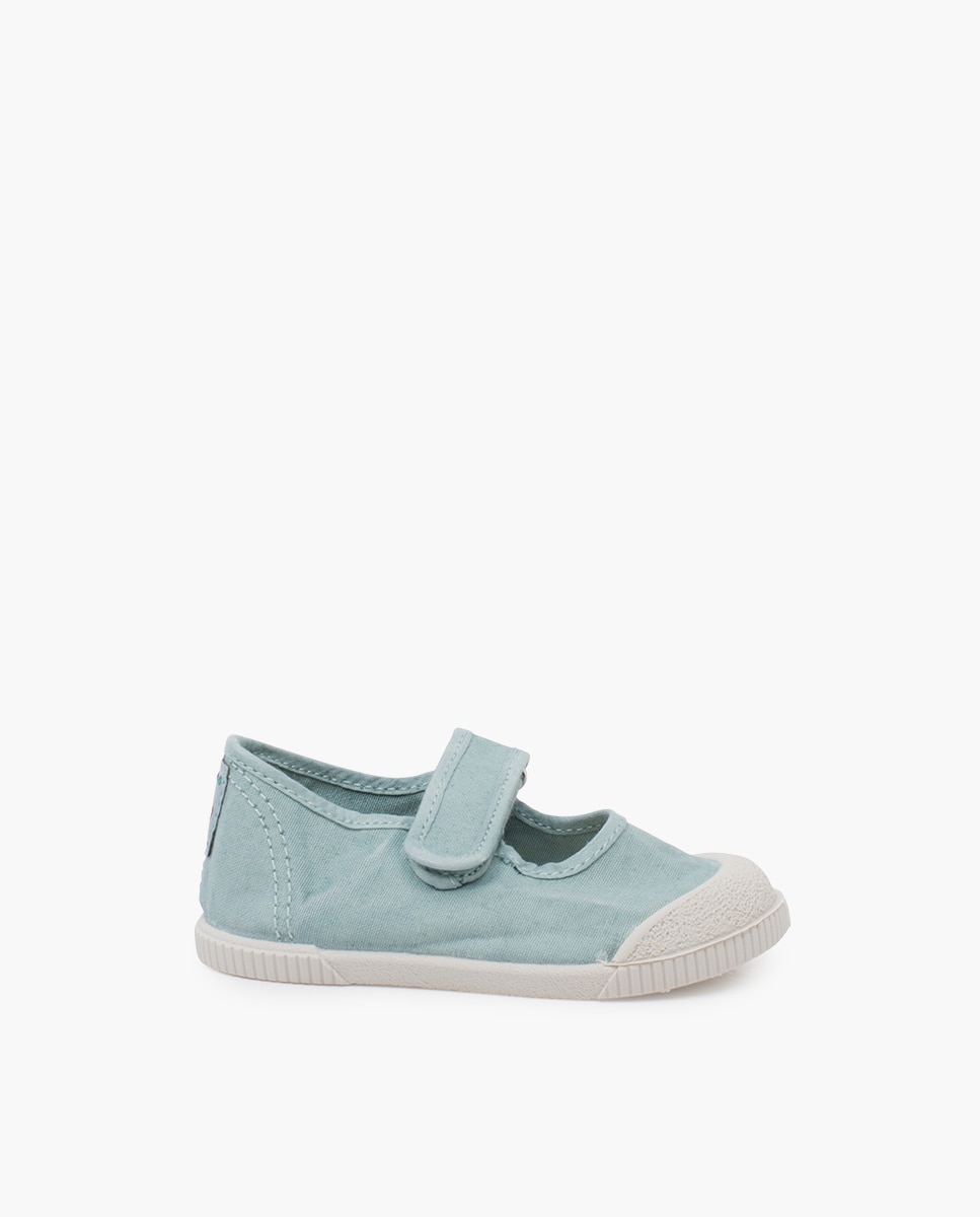 Merceditas puntera barefoot lona lavada en blanco - Pisamonas - Azul Azul-1