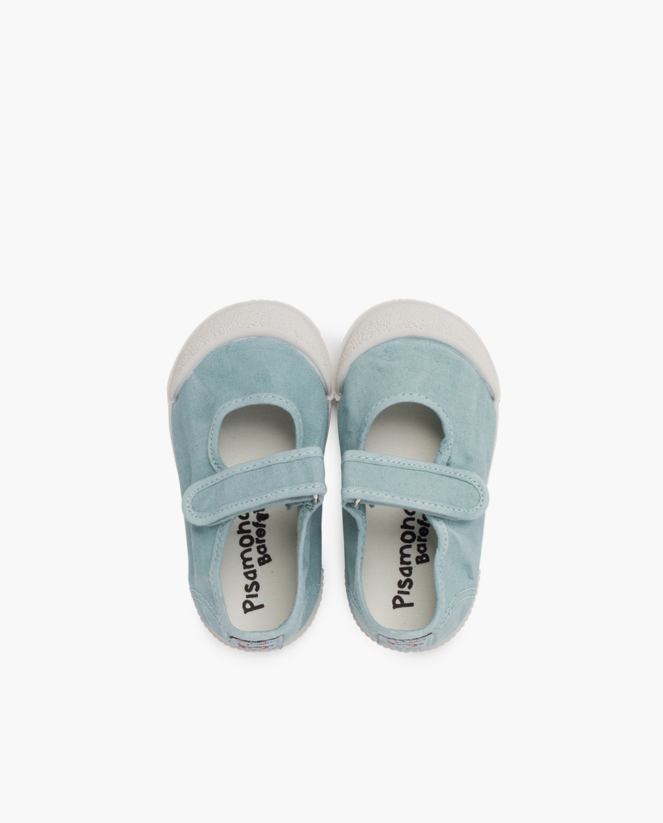 Merceditas puntera barefoot lona lavada en blanco - Pisamonas - Azul Azul-4