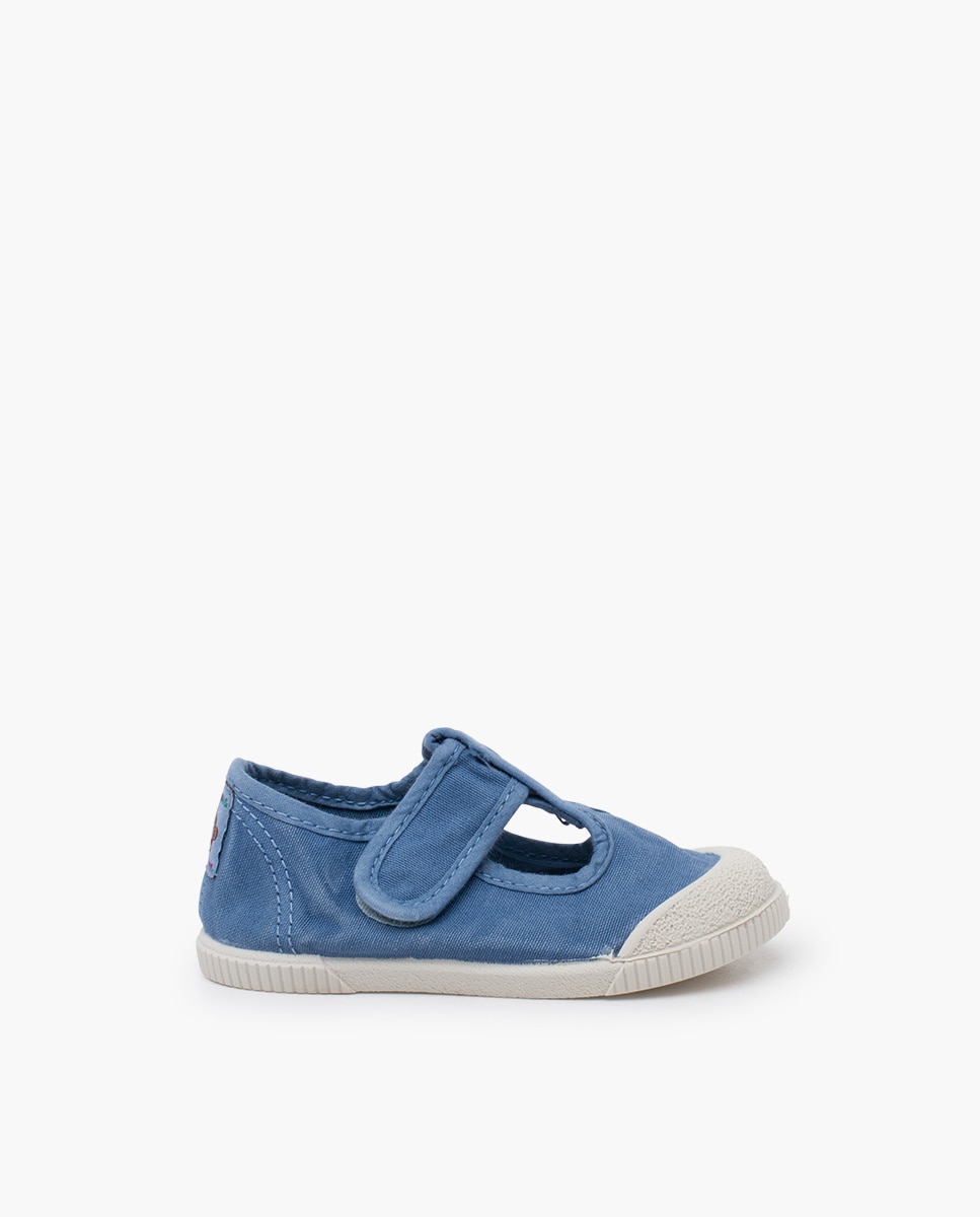 Pepitos puntera barefoot lona lavada en blanco - Azul claro Azul claro-1