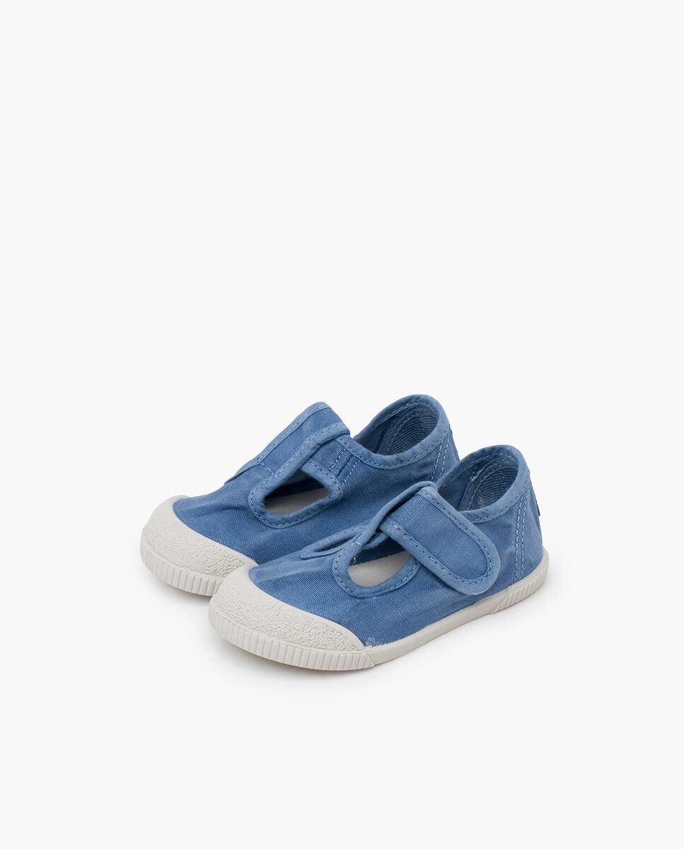 Pepitos puntera barefoot lona lavada en blanco - Azul claro Azul claro-3